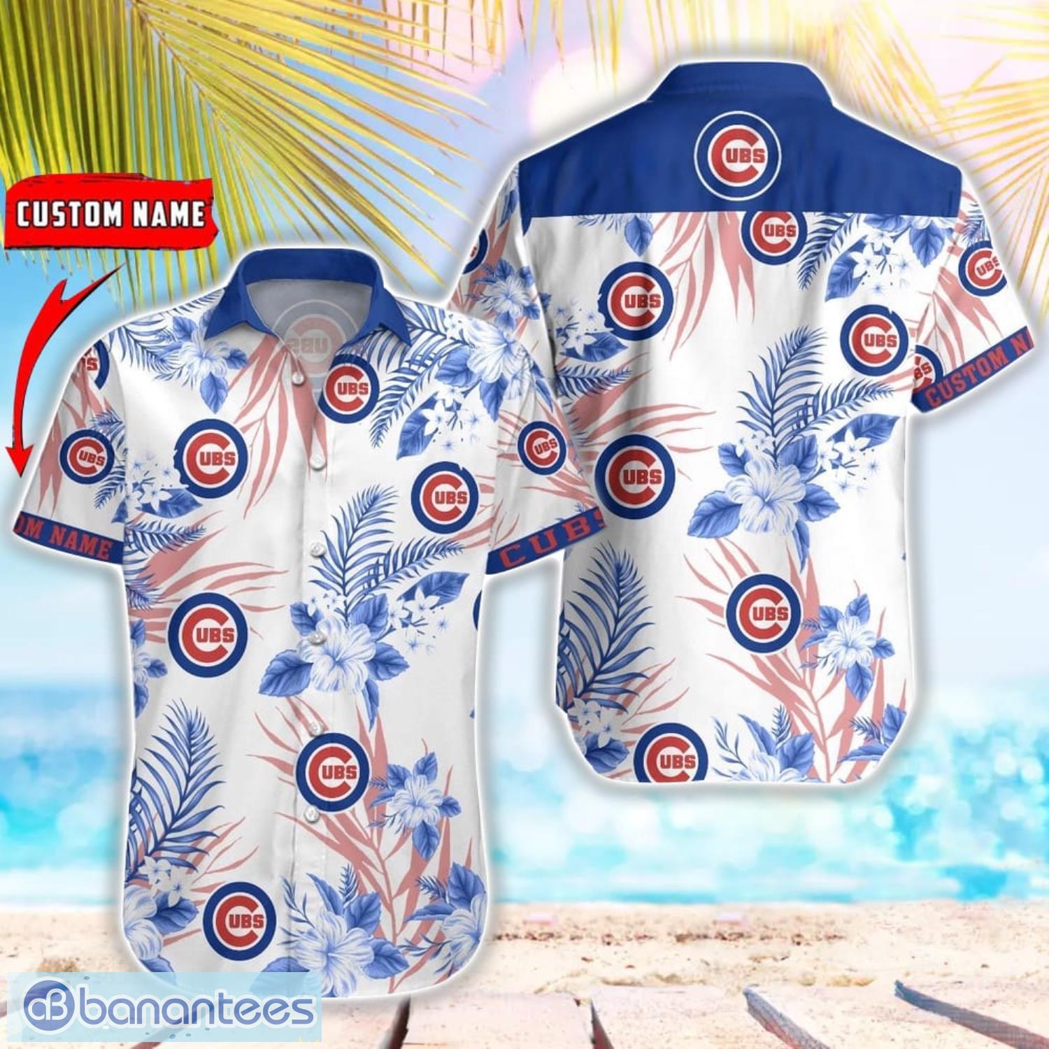 mlb chicago cubs hawaiian shirt flower baseball aloha shirt image MLB Chicago Cubs Hawaiian Shirt Flower Baseball Aloha Shirt Product Photo 1