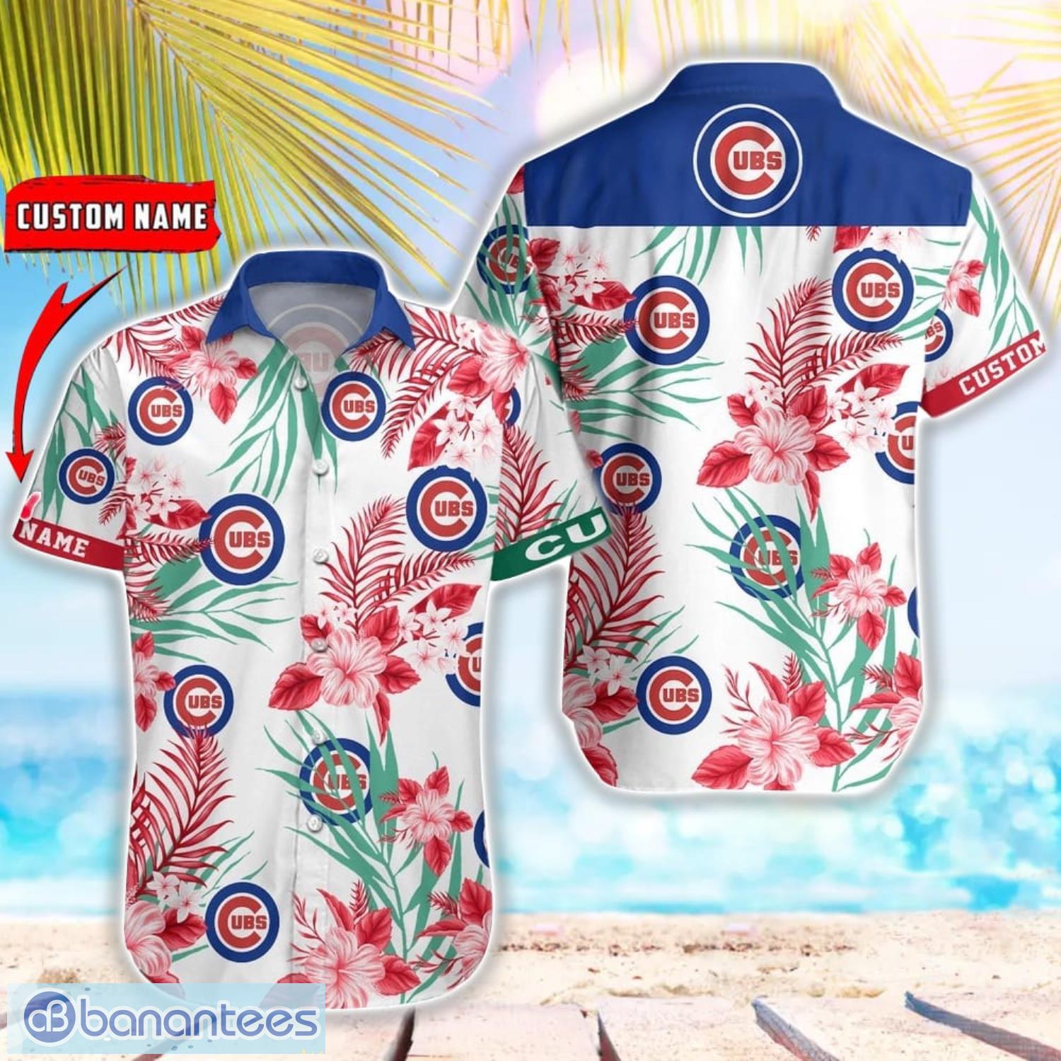 mlb chicago cubs hawaiian shirt flower baseball shirt for fans image MLB Chicago Cubs Hawaiian Shirt Flower Baseball Shirt For Fans Product Photo 1