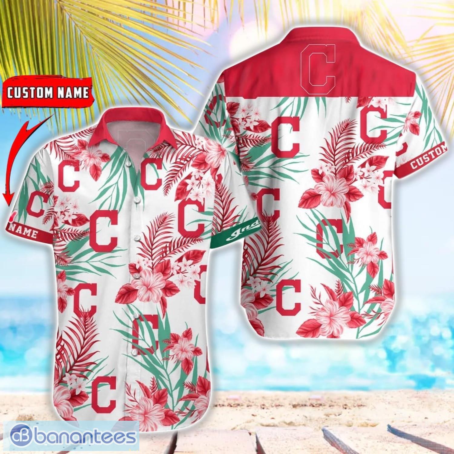 mlb cleveland indians hawaiian shirt flower baseball shirt for fans image MLB Cleveland Indians Hawaiian Shirt Flower Baseball Shirt For Fans Product Photo 1