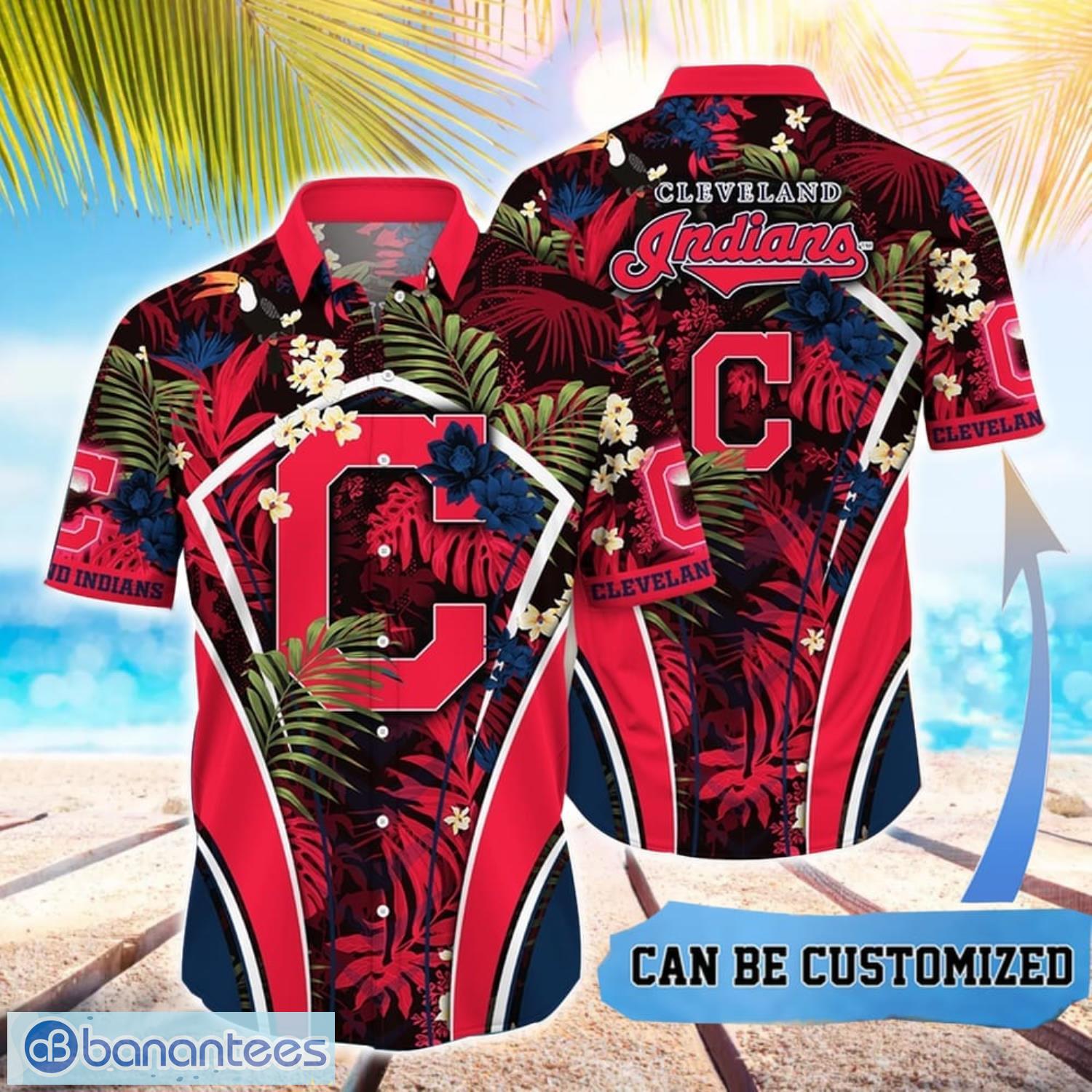 mlb cleveland indians hawaiian shirt flower summer tropical aloha shirt image MLB Cleveland Indians Hawaiian Shirt Flower Summer Tropical Aloha Shirt Product Photo 1