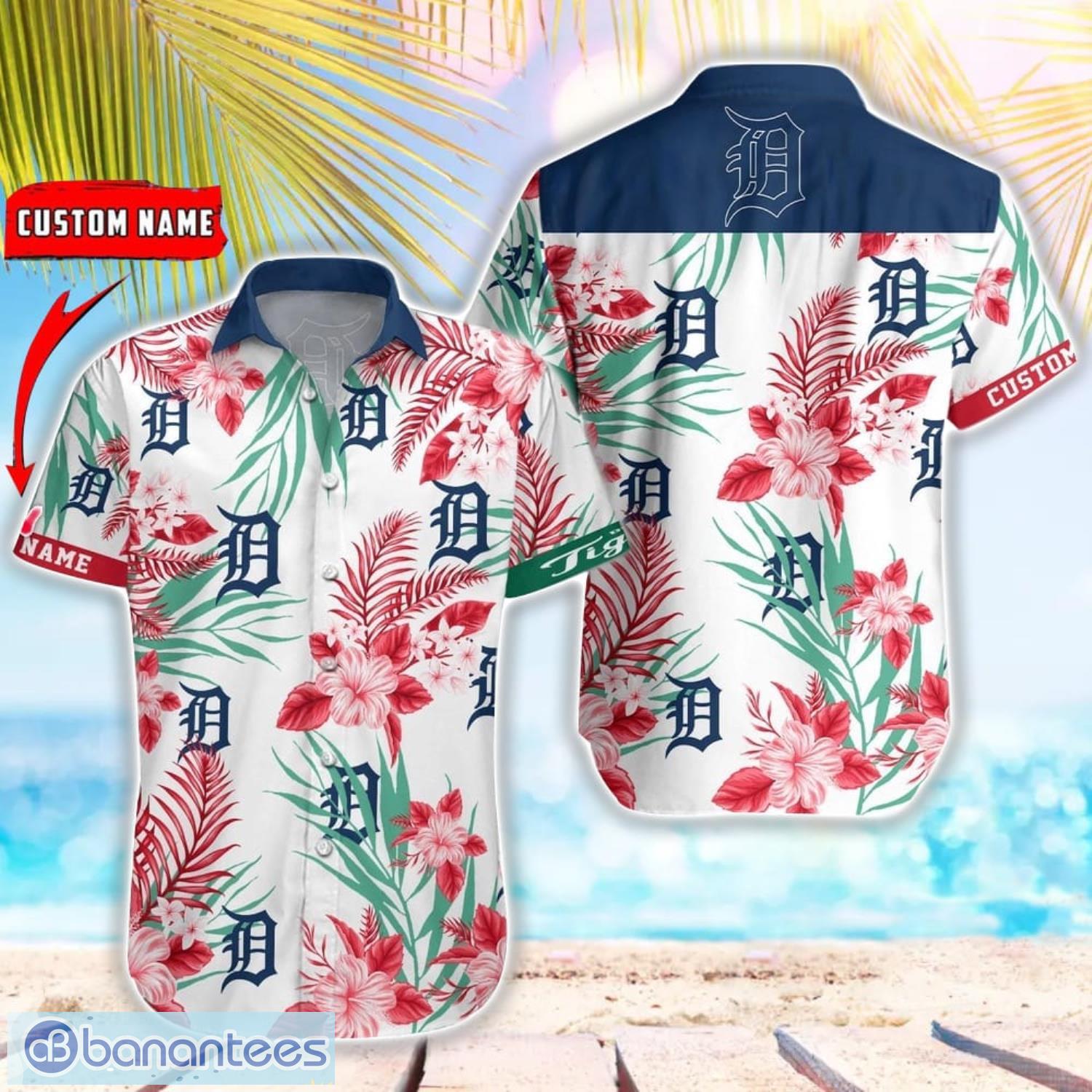 mlb detroit tigers hawaiian shirt flower baseball shirt for fans image MLB Detroit Tigers Hawaiian Shirt Flower Baseball Shirt For Fans Product Photo 1