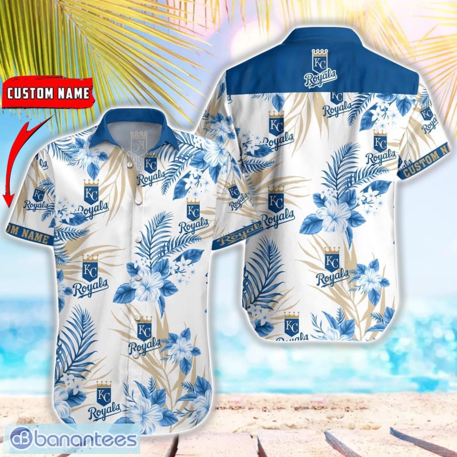 mlb kansas city royals hawaiian shirt flower baseball aloha shirt image MLB Kansas City Royals Hawaiian Shirt Flower Baseball Aloha Shirt Product Photo 1