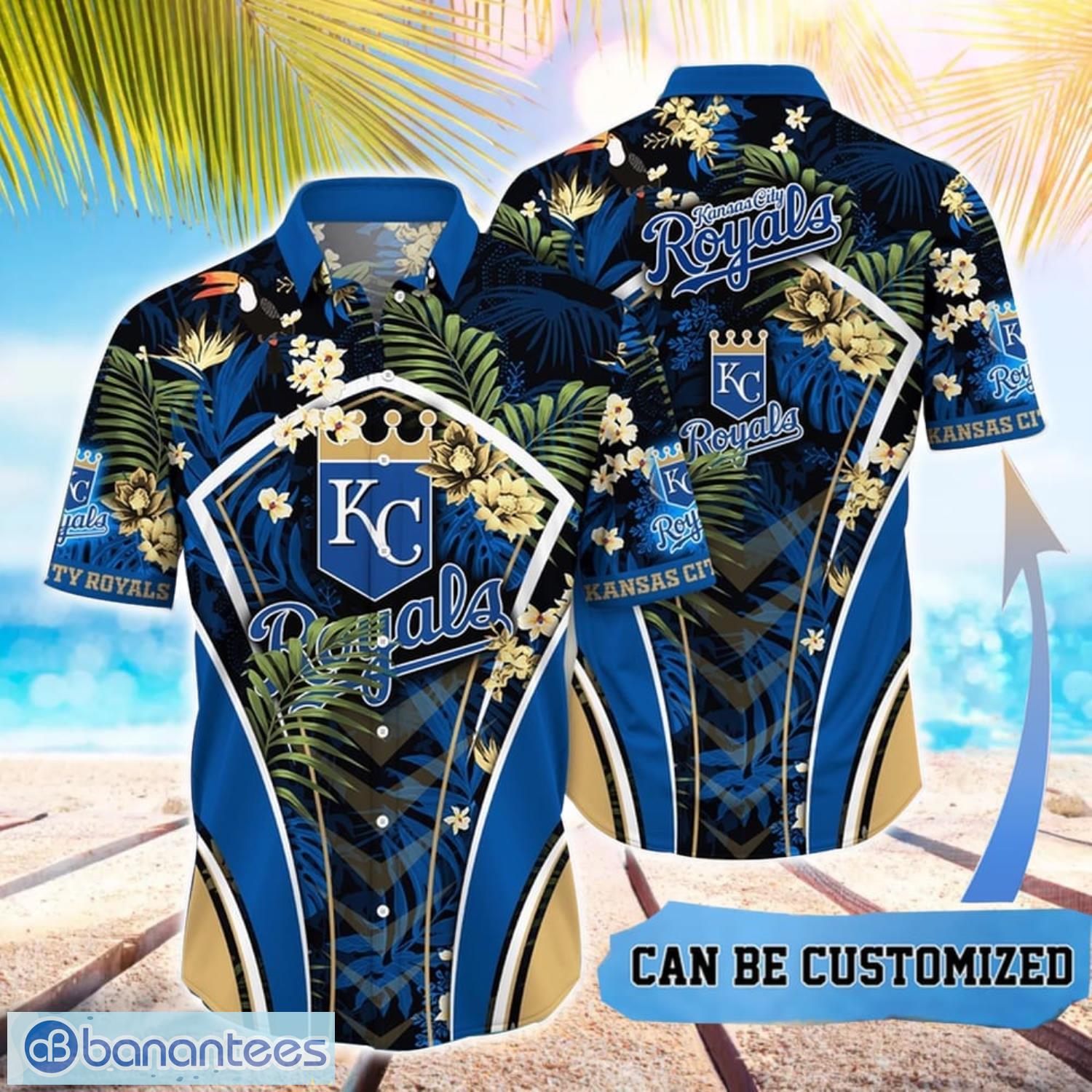 mlb kansas city royals hawaiian shirt flower summer tropical aloha shirt image MLB Kansas City Royals Hawaiian Shirt Flower Summer Tropical Aloha Shirt Product Photo 1