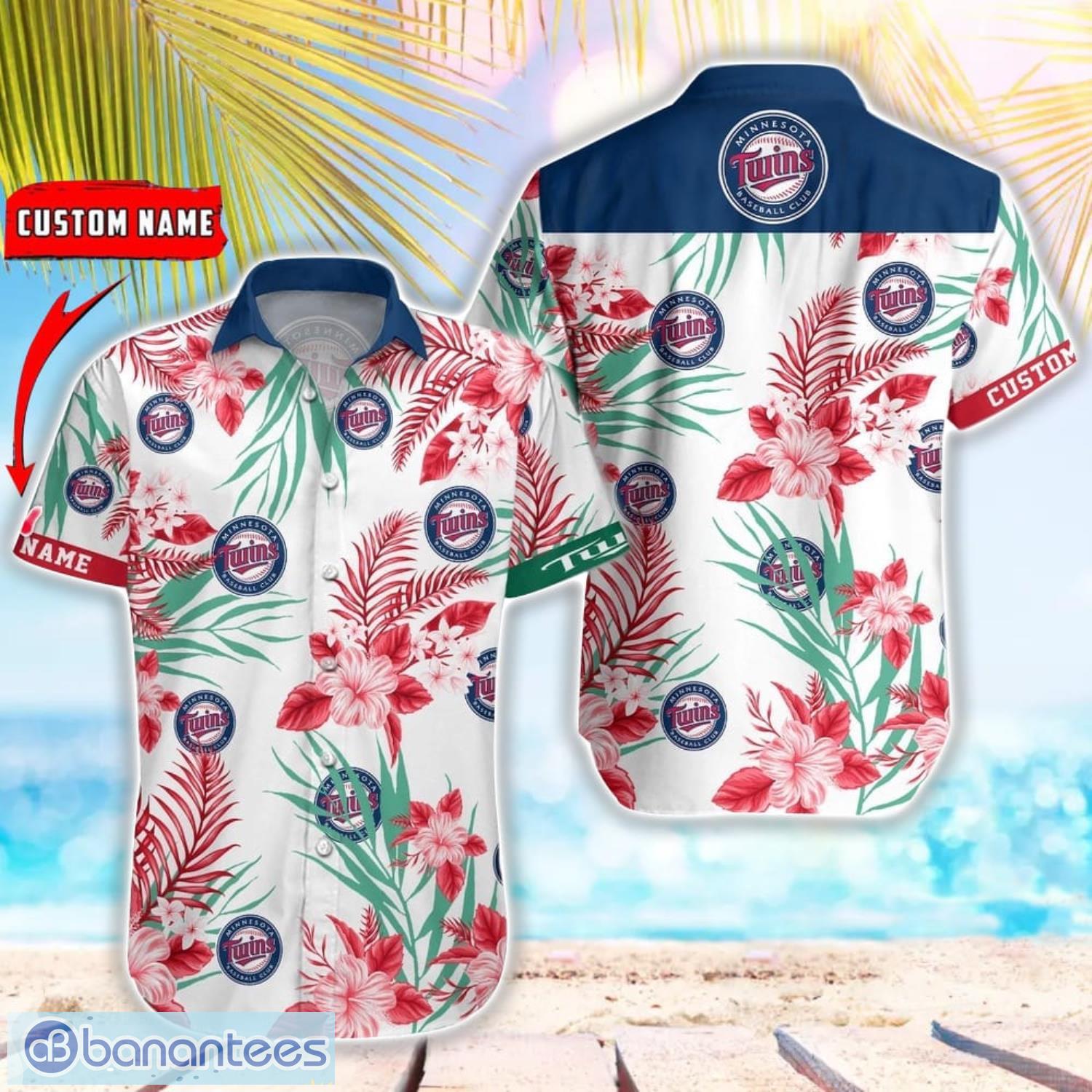 mlb minnesota twins hawaiian shirt flower baseball shirt for fans image MLB Minnesota Twins Hawaiian Shirt Flower Baseball Shirt For Fans Product Photo 1