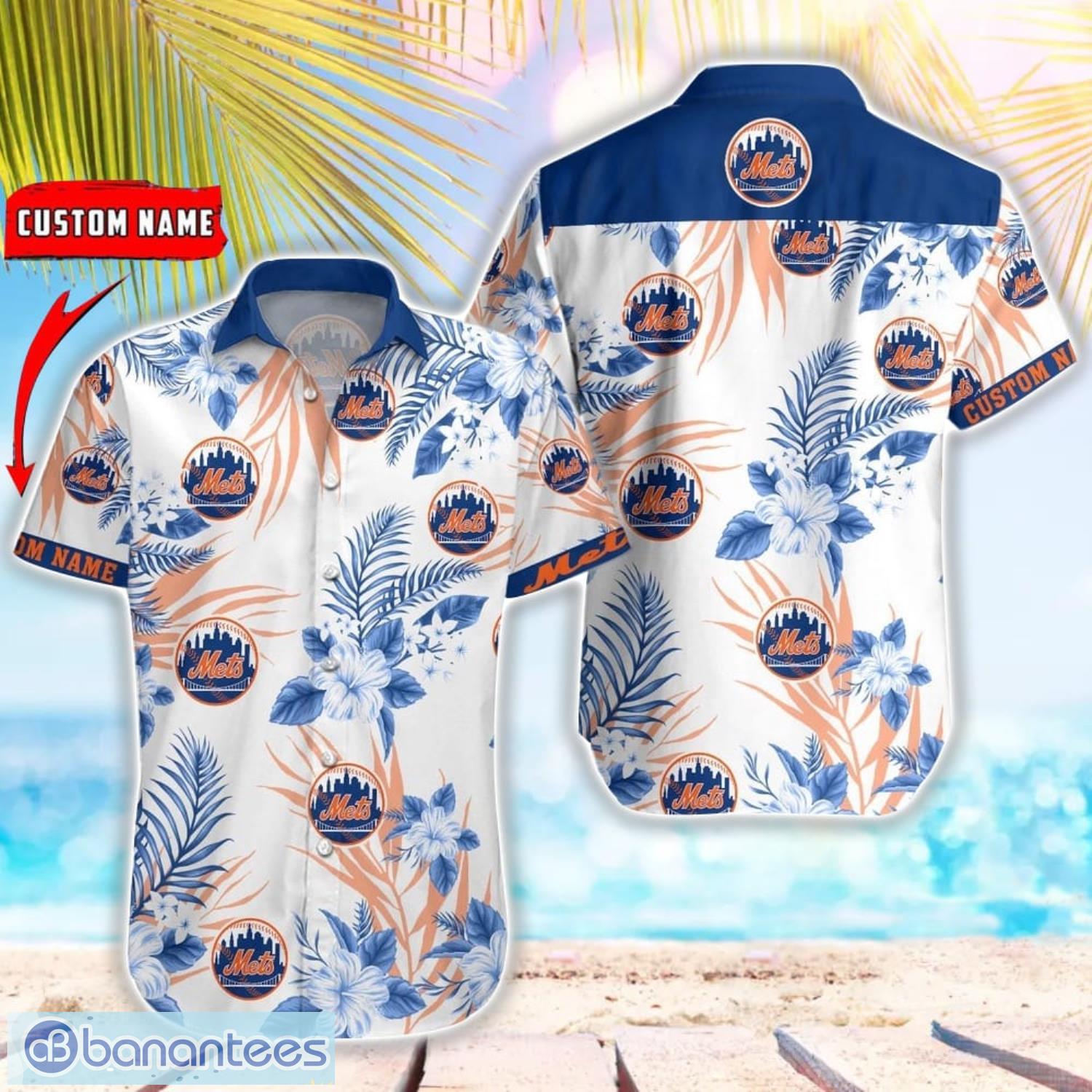 mlb new york mets hawaiian shirt flower baseball aloha shirt image MLB New York Mets Hawaiian Shirt Flower Baseball Aloha Shirt Product Photo 1