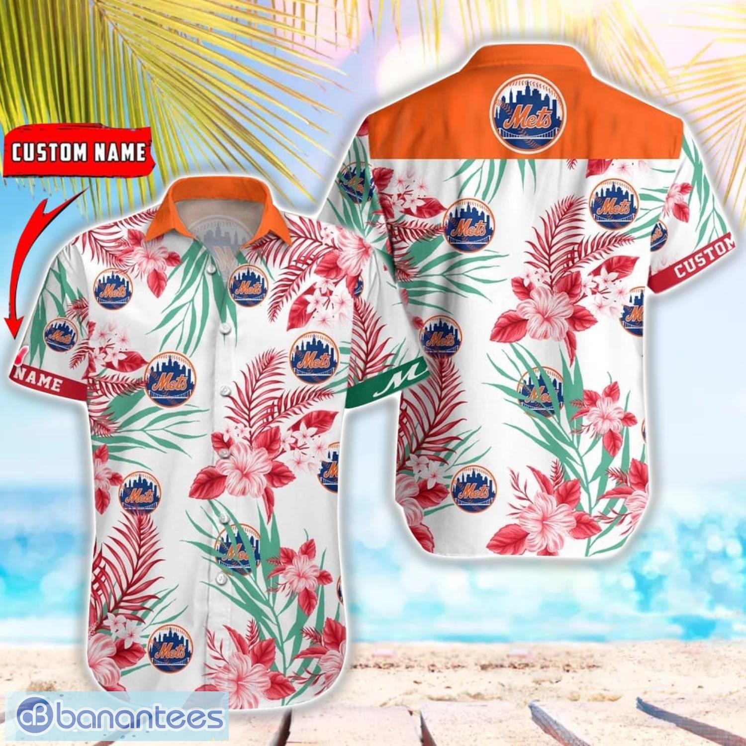 mlb new york mets hawaiian shirt flower baseball shirt for fans image MLB New York Mets Hawaiian Shirt Flower Baseball Shirt For Fans Product Photo 1