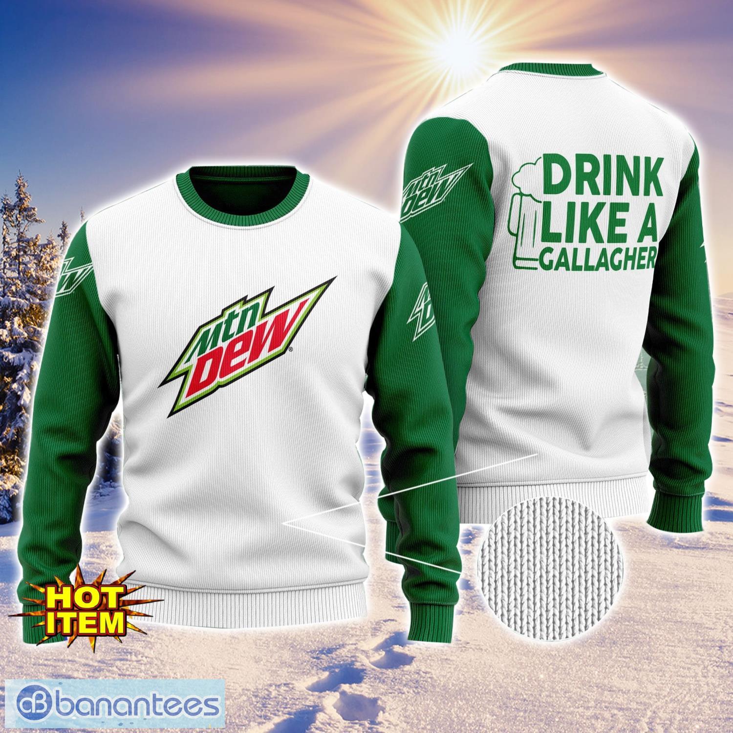 mountain dew drink like a gallagher patrick day 3d print sweater christmas gift holiday sweater image Mountain Dew Drink Like A Gallagher Patrick Day 3D Print Sweater Christmas Gift Holiday Sweater Product Photo 1
