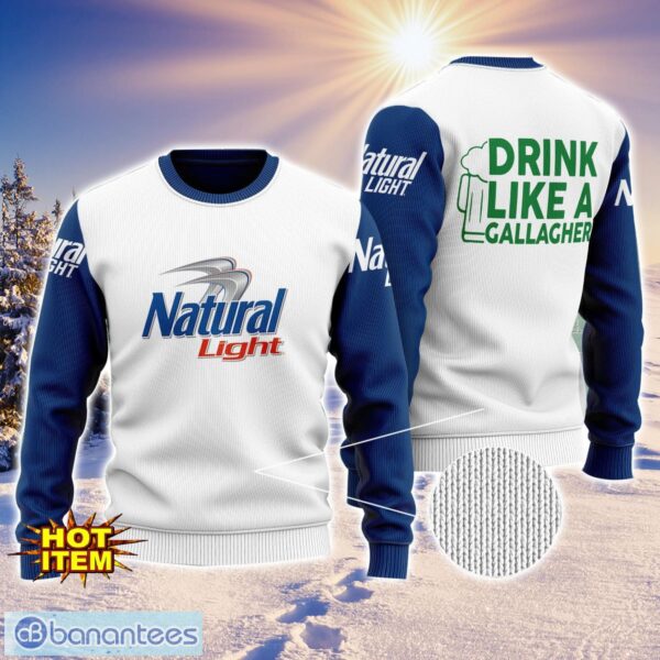 Natural Light Drink Like A Gallagher Patrick Day 3D Print Sweater Christmas Gift Holiday Sweater Product Photo 1