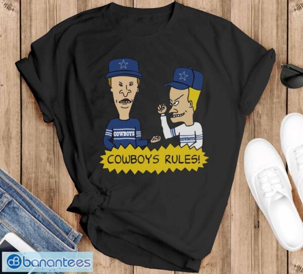Official beavis and Butt-Head Dallas Cowboys Rules NFL T-Shirt - Black T-Shirt