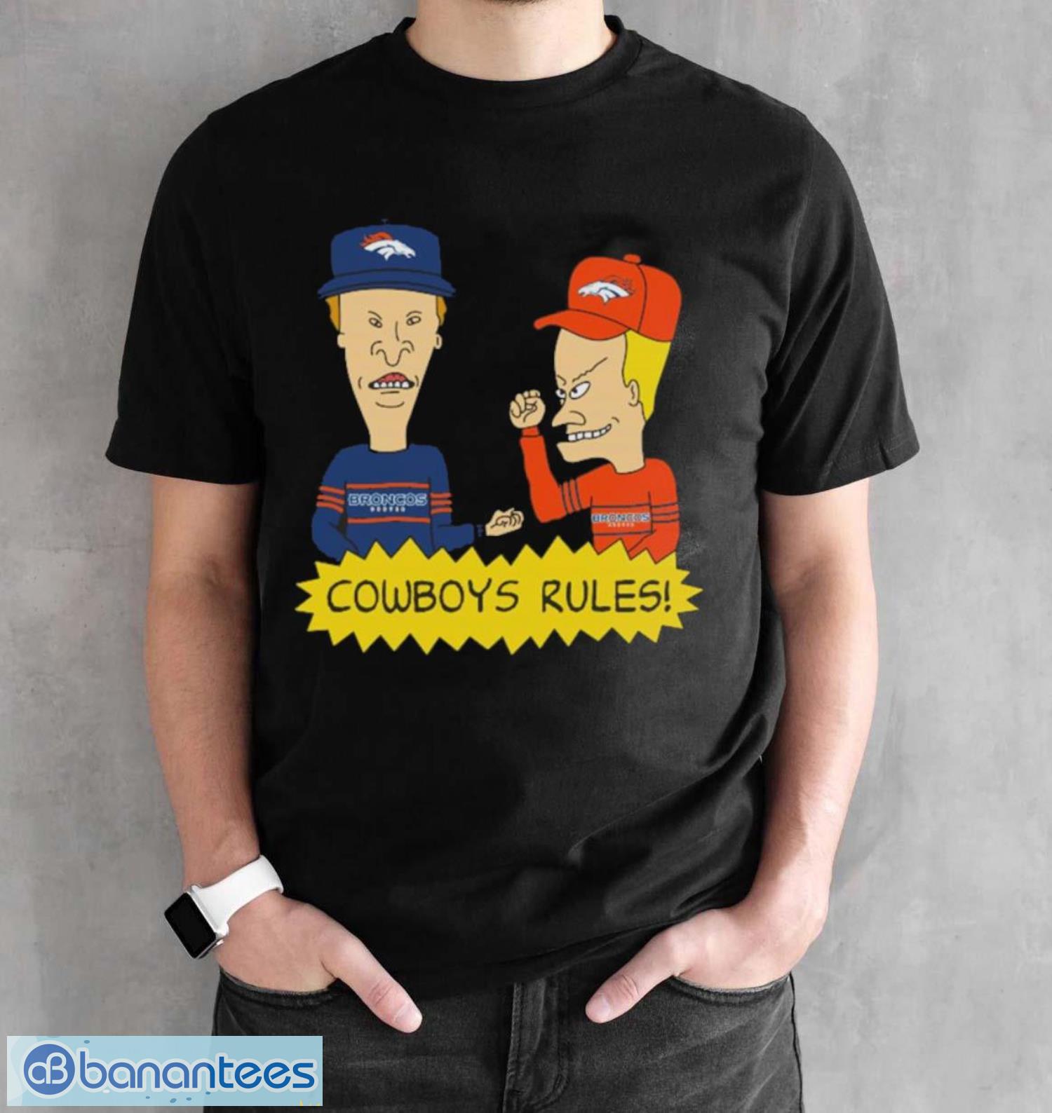 official beavis and butt head denver broncos rules nfl shirt 1 image Official beavis and Butt-Head Denver Broncos Rules NFL Shirt - Black Unisex T-Shirt
