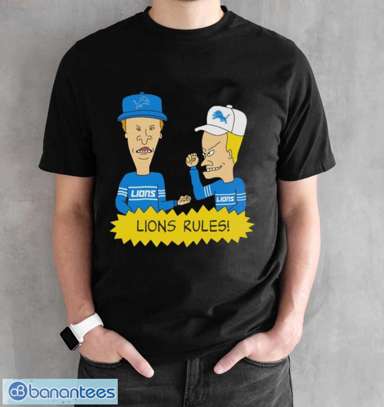 official beavis and butt head detroit lions rules nfl shirt 1 image Official beavis and Butt-Head Detroit Lions Rules NFL Shirt - Black Unisex T-Shirt