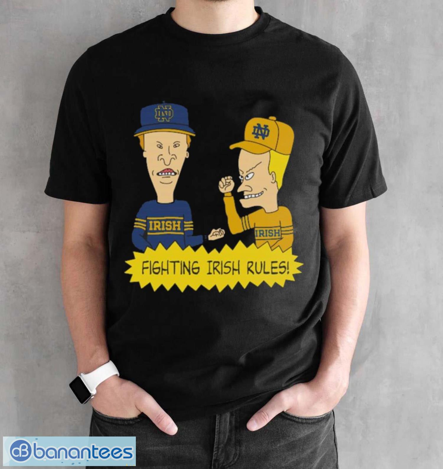 official beavis and butt head notre dame fighting irish rules ncaa shirt 1 image Official beavis and Butt-Head Notre Dame Fighting Irish Rules NCAA Shirt - Black Unisex T-Shirt