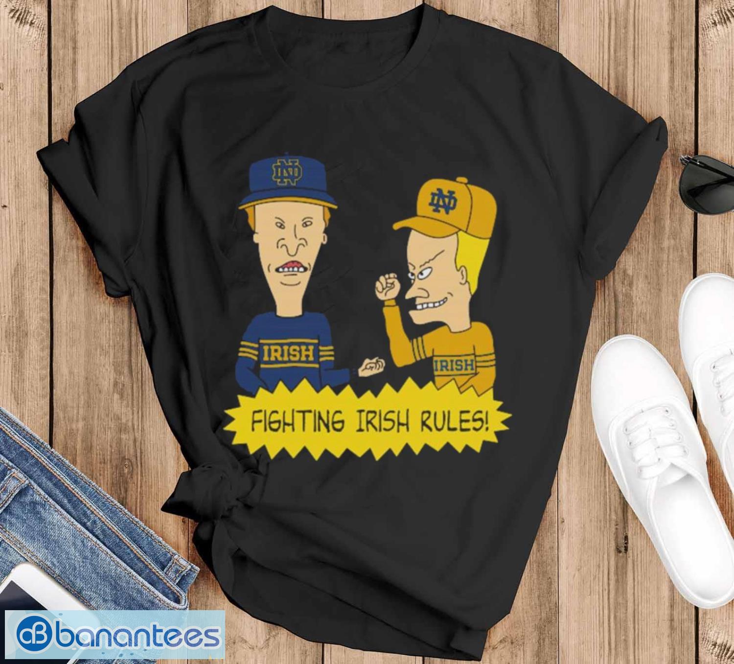 official beavis and butt head notre dame fighting irish rules ncaa shirt image Official beavis and Butt-Head Notre Dame Fighting Irish Rules NCAA Shirt - Black T-Shirt