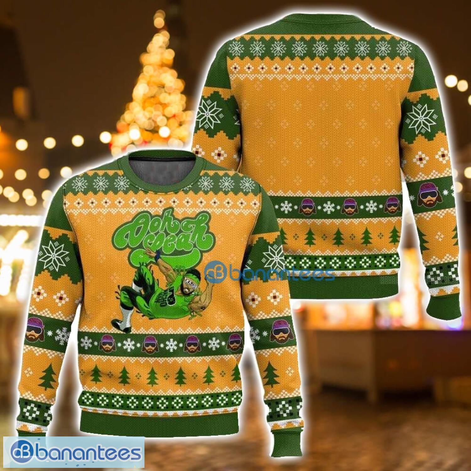 oooh yeah macho man ugly christmas sweater holiday gift for family christmas sweater image Oooh yeah! Macho Man Ugly Christmas Sweater Holiday Gift For Family Christmas Sweater Product Photo 1