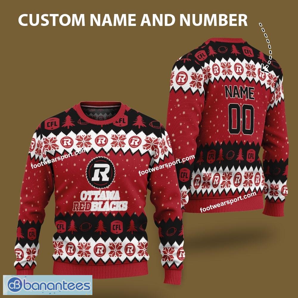 ottawa redblacks custom number and name logo knitted christmas 3d sweater gift for adult image Ottawa RedBlacks Custom Number And Name Logo Knitted Christmas 3D Sweater Gift For Adult - Ottawa RedBlacks Custom Number And Name Logo Knitted Christmas 3D Sweater Gift For Adult