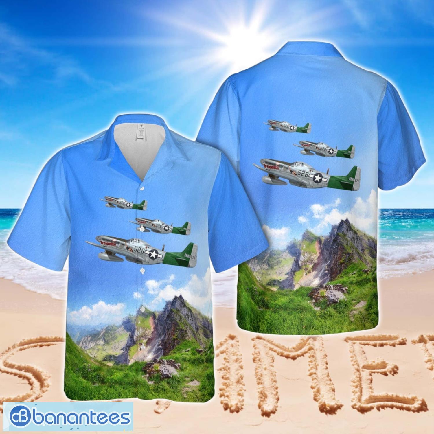 p51 mustang enchantress fighter aircraft hawaiian shirt image P51 Mustang 'Enchantress' fighter aircraft Hawaiian Shirt Product Photo