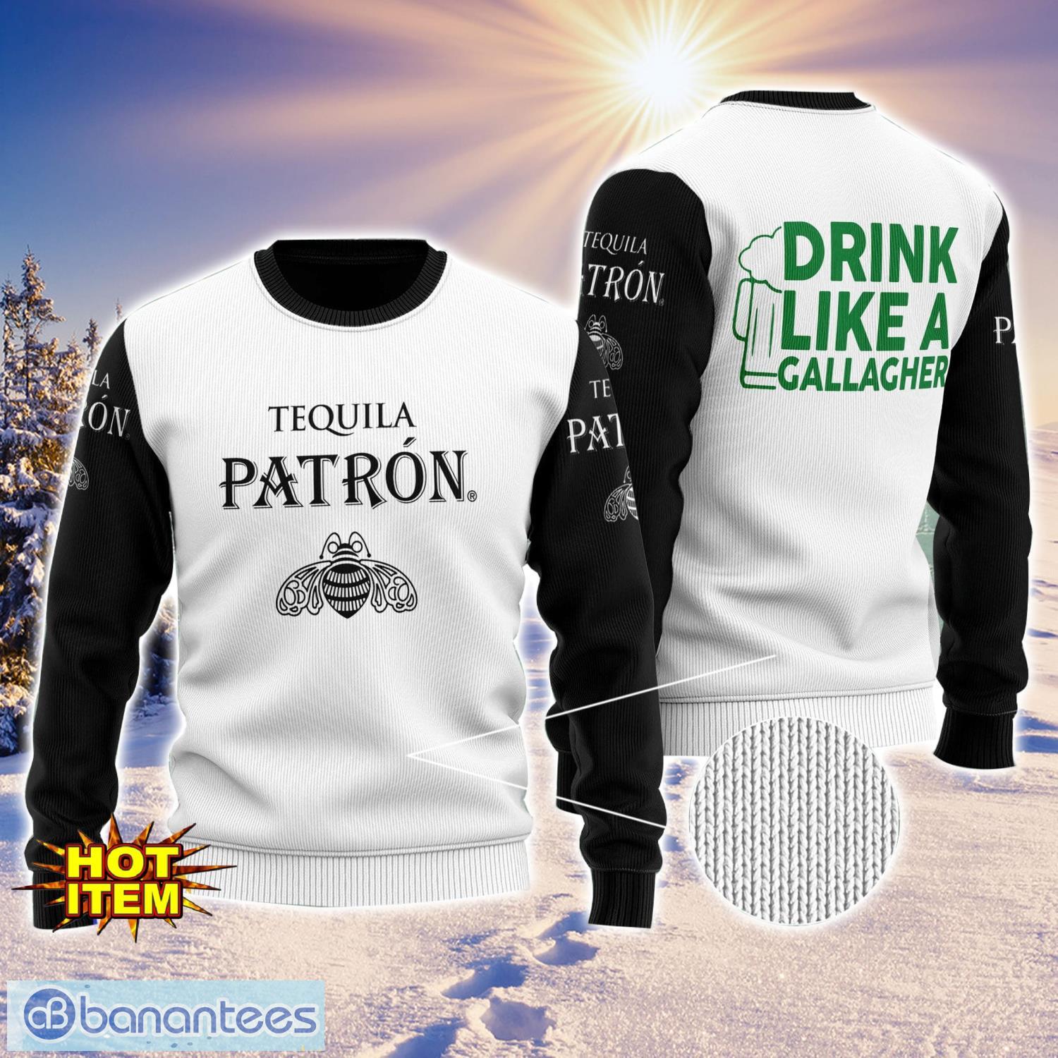 patron tequila drink like a gallagher patrick day 3d print sweater christmas gift holiday sweater image Patron Tequila Drink Like A Gallagher Patrick Day 3D Print Sweater Christmas Gift Holiday Sweater Product Photo 1