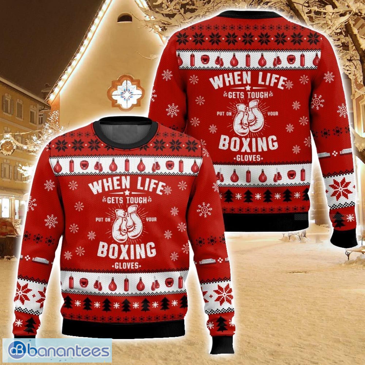 put on boxing gloves ugly christmas sweater for men and women christmas holiday gift family gift image Put on Boxing Gloves Ugly Christmas Sweater For Men And Women Christmas Holiday Gift Family Gift Product Photo 1