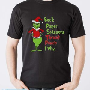 Rock Paper Scissors Throat Punch I Win Hoodie, Grinch Xmas Sweatshirt - Men T-Shirt