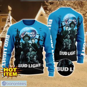 Bud Light Beer Horror Halloween Night All Over Print Sweater Halloween Sweater Gift Ideas Product Photo 1