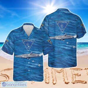 US Navy Carrier Air Wing Five (CVW-5) Aircraft Flying Over The USS Ronald Reagan (CVN-76) Hawaiian Shirt Aloha Beach Shirt Product Photo 1