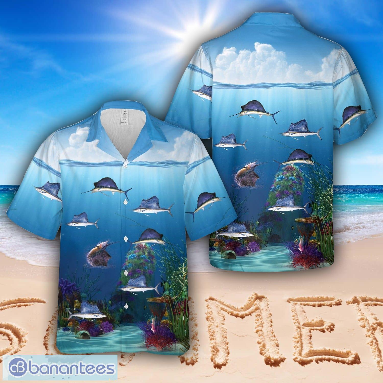 sailfish fishing hawaiian shirt beach summer shirt image Sailfish fishing Hawaiian Shirt Beach Summer Shirt Product Photo 1