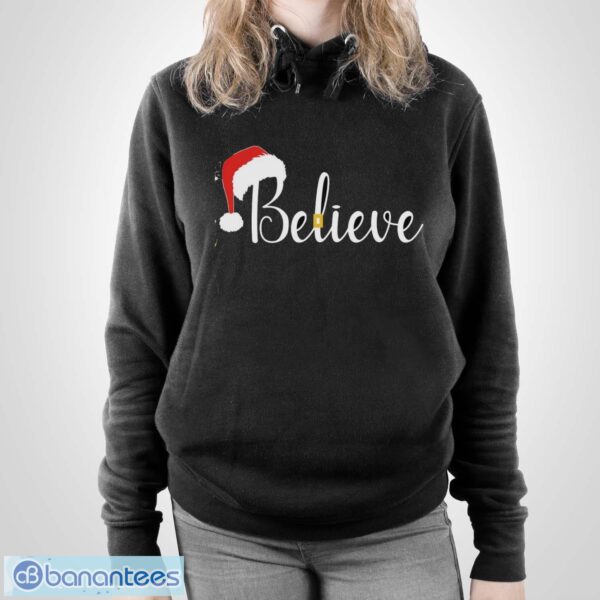 Santa Hat and Belt BELIEVE Christmas Shirt, Believe Christmas Shirt - Unisex Pullover Hoodie