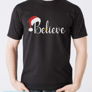 Santa Hat and Belt BELIEVE Christmas Shirt, Believe Christmas Shirt - Men T-Shirt