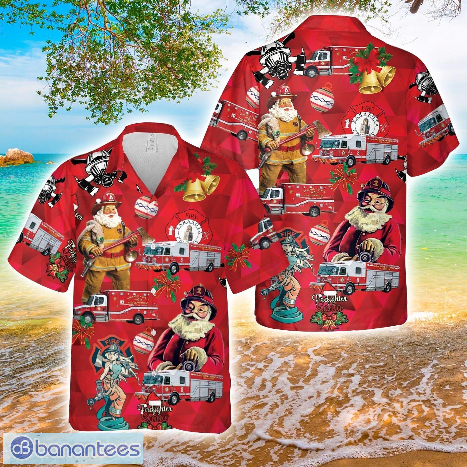 sarasota county fire department christmas hawaiian shirt image Sarasota County Fire Department Christmas Hawaiian Shirt Product Photo 1