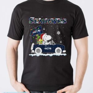Seattle Seahawks Snoopy And Woodstock Driving Car Shirt Sweatshirt Hoodie - Men T-Shirt