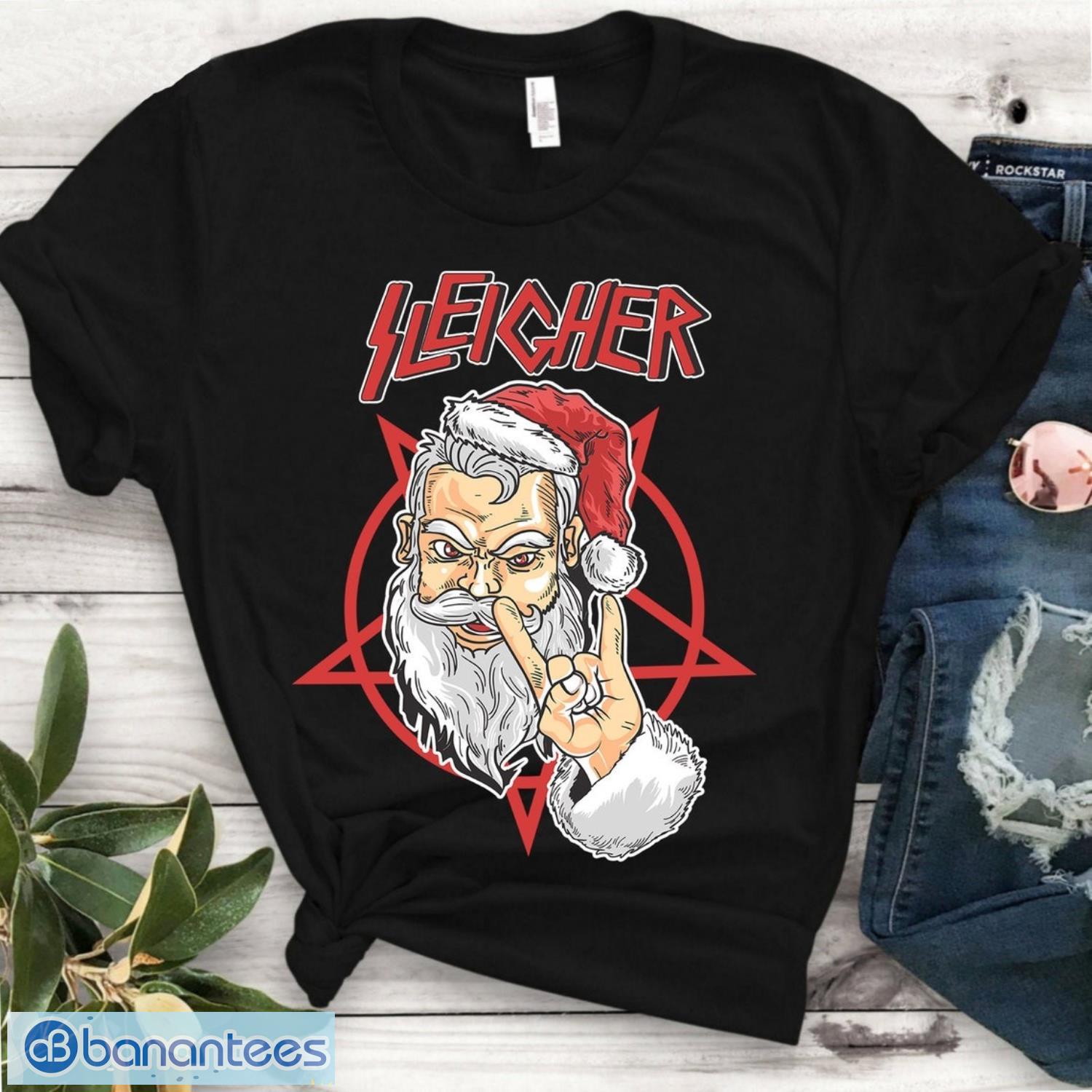 sleigher santa claus shirt santa heavy metal christmas tshirt image Sleigher Santa Claus Shirt - Santa Heavy Metal Christmas TShirt Product Photo 1