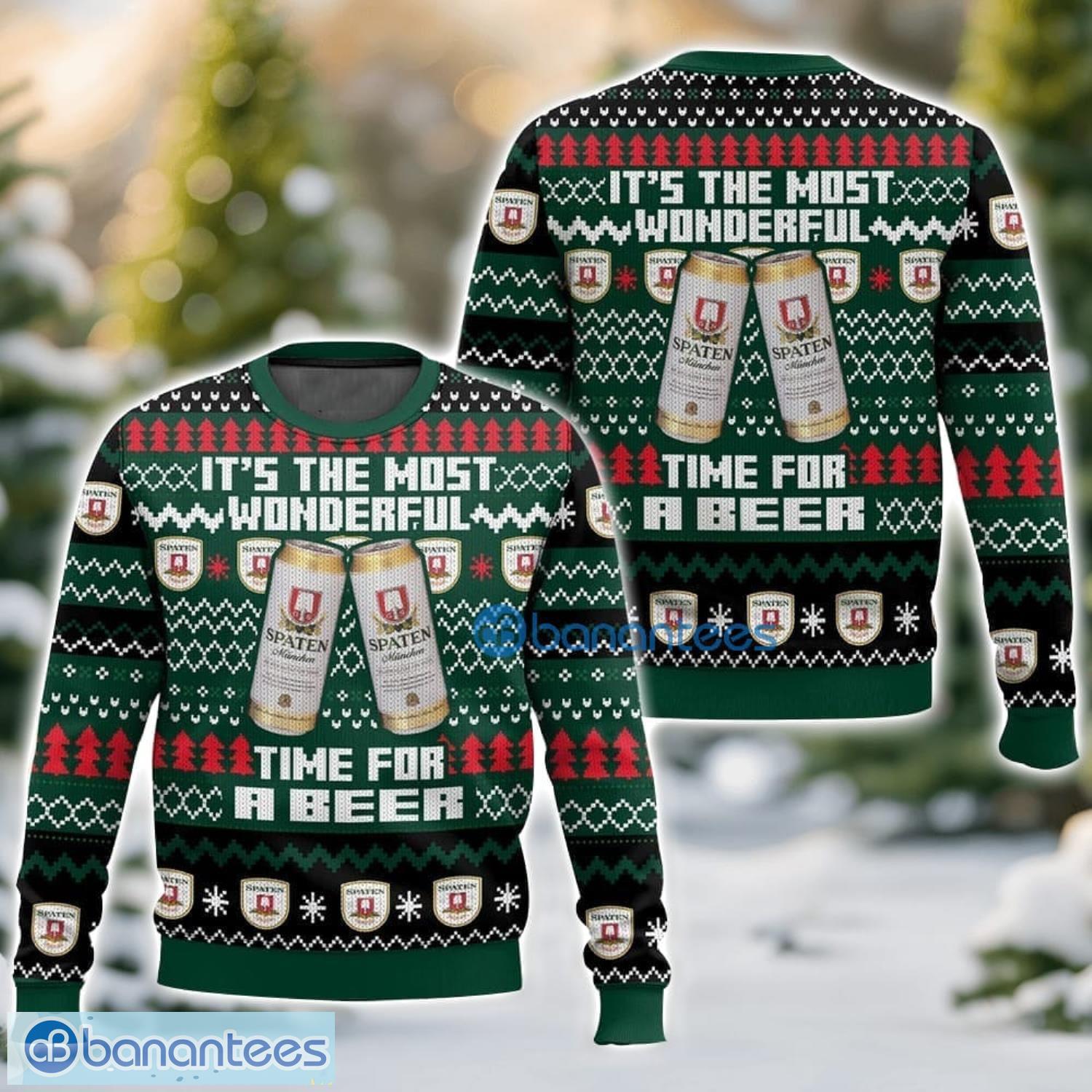 spaten its the most wonderful time for a beer 3d ugly christmas sweater unisex sweater christmas gift image Spaten It’s the Most Wonderful time for a Beer 3D Ugly Christmas Sweater Unisex Sweater Christmas Gift Product Photo 1