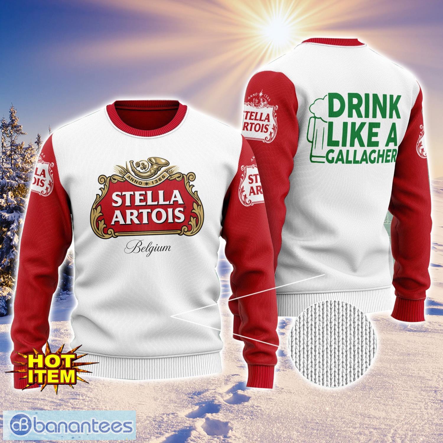 stella artois drink like a gallagher patrick day 3d print sweater christmas gift holiday sweater image Stella Artois Drink Like A Gallagher Patrick Day 3D Print Sweater Christmas Gift Holiday Sweater Product Photo 1