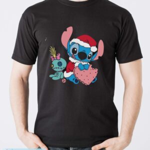 Stitch Christmas Shirt, Disney Stitch Xmas Tree and Santa Hat Shirt - Men T-Shirt