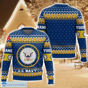 Custom Name US Navy Ugly Christmas Sweater For Men And Women Christmas Holiday Gift Family Gift Product Photo 1