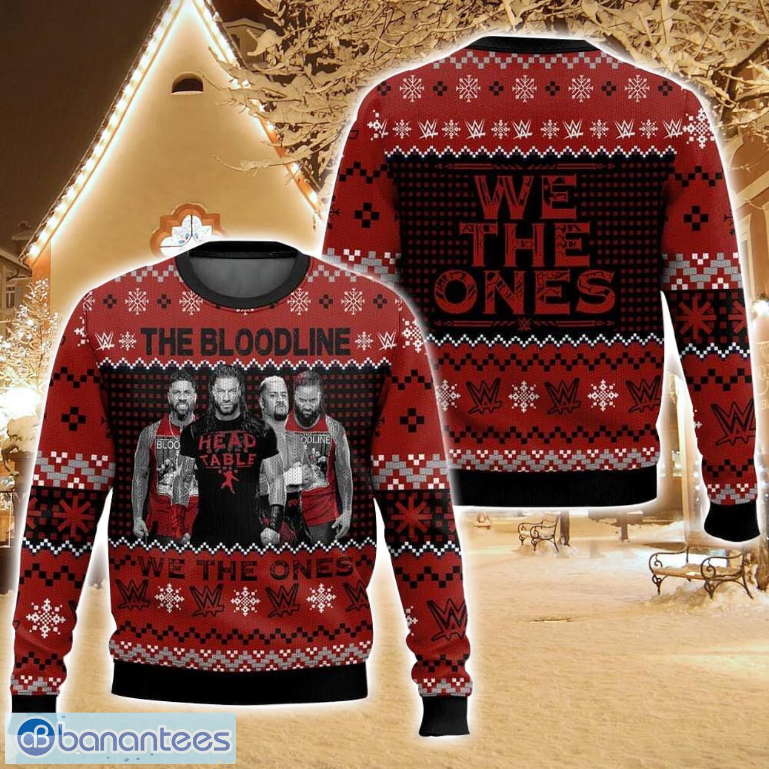 the bloodline wwe ugly christmas sweater christmas gift for family holiday gift image The Bloodline WWE Ugly Christmas Sweater Christmas Gift For Family Holiday Gift Product Photo 1