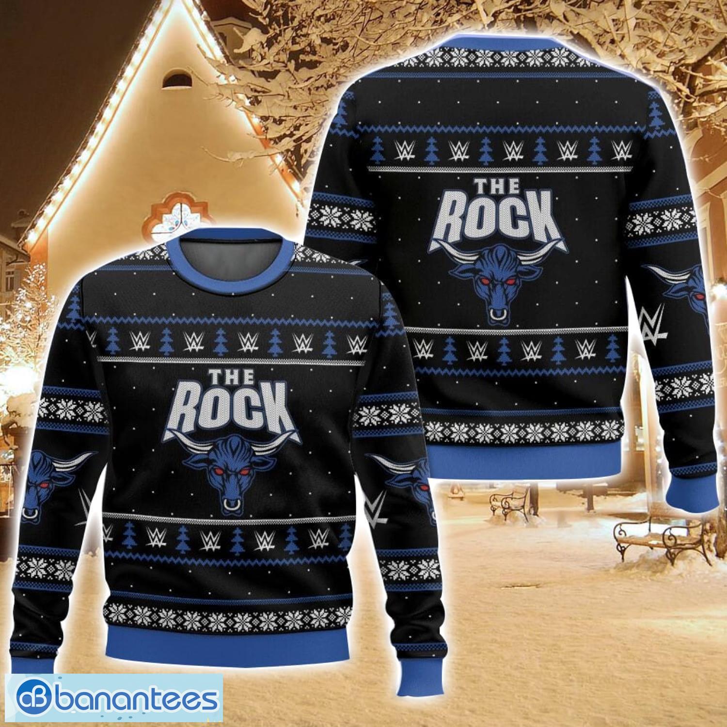 the rock wwe ugly christmas sweater christmas gift for family holiday gift image The Rock WWE Ugly Christmas Sweater Christmas Gift For Family Holiday Gift Product Photo 1