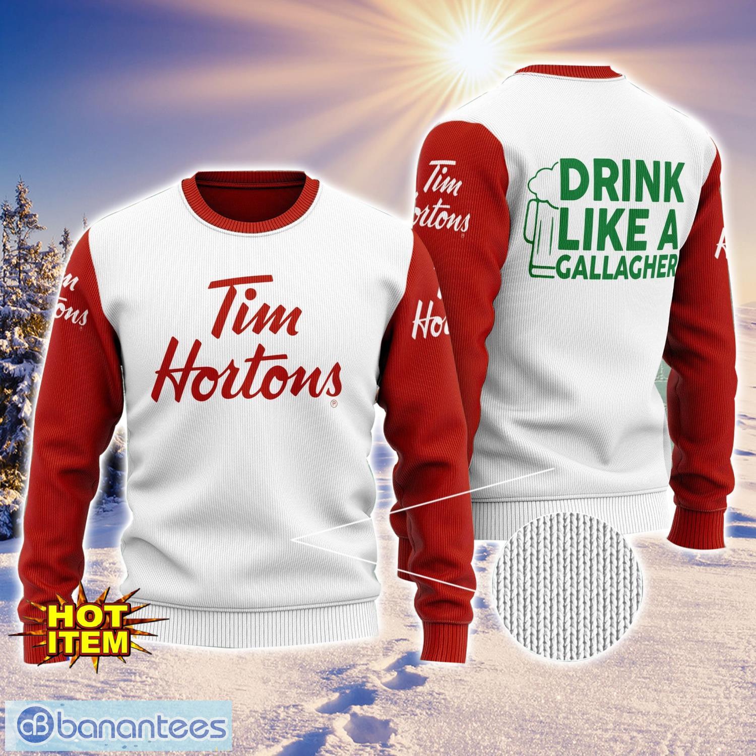 tim hortons drink like a gallagher patrick day 3d print sweater christmas gift holiday sweater image Tim Hortons Drink Like A Gallagher Patrick Day 3D Print Sweater Christmas Gift Holiday Sweater Product Photo 1