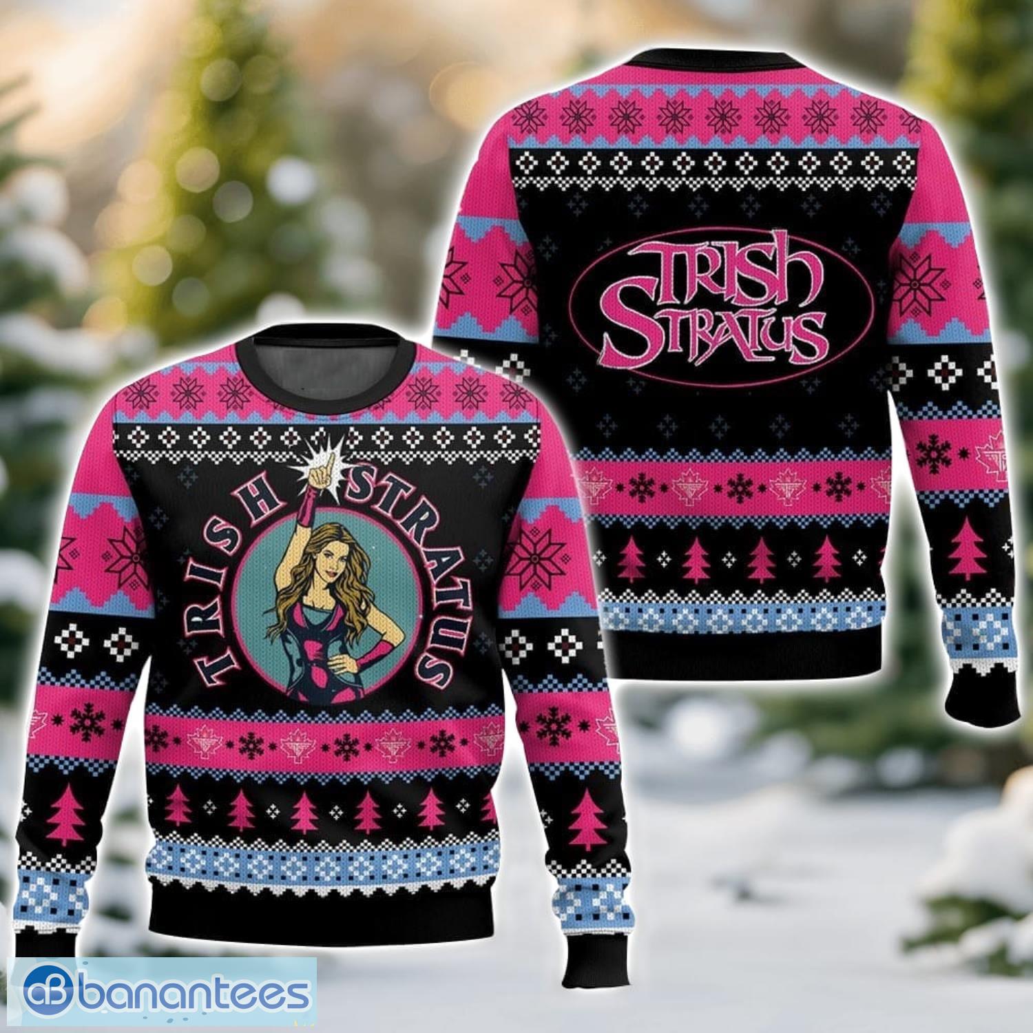 trish stratus aop ugly christmas sweater gift for family chrismas gift image Trish Stratus AOP Ugly Christmas Sweater Gift For Family Chrismas Gift Product Photo 1