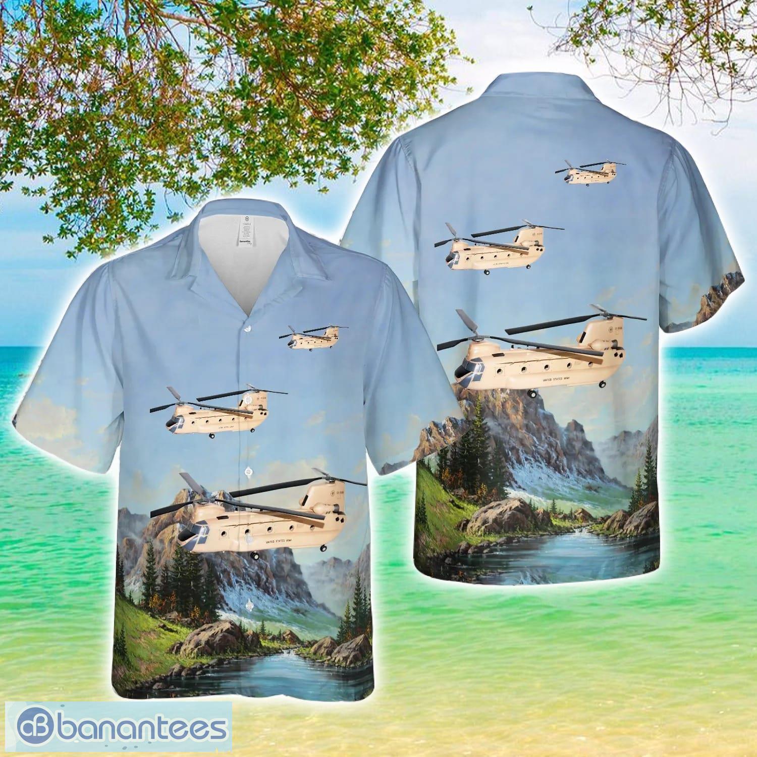 us army 4th batt 123rd reg sugar bears north ch 47 hawaiian shirt image US Army 4th Batt, 123rd Reg, Sugar Bears North CH-47 Hawaiian Shirt Product Photo 1