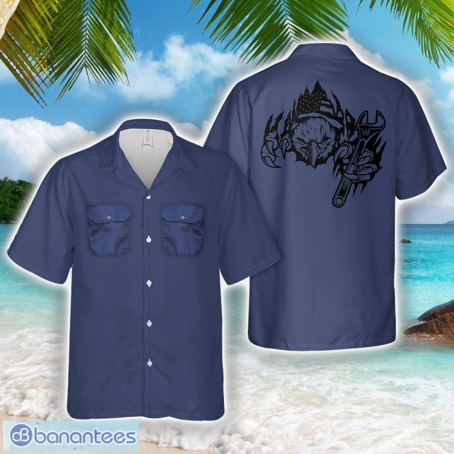 us eagle mechanic silhouette hawaiian shirt beach shirt image US Eagle Mechanic Silhouette Hawaiian Shirt Beach Shirt Product Photo 1