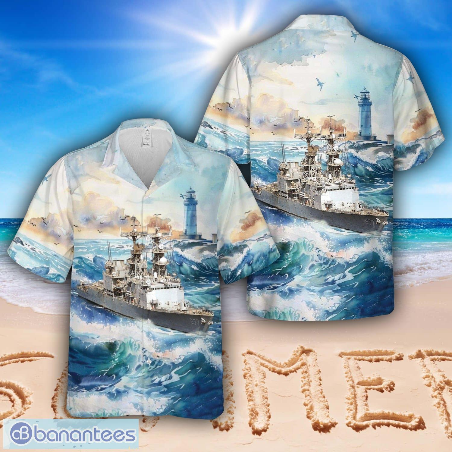 us navy uss briscoe dd 977 hawaiian shirt beach summer shirt image US Navy USS Briscoe (DD-977) Hawaiian Shirt Beach Summer Shirt Product Photo 1