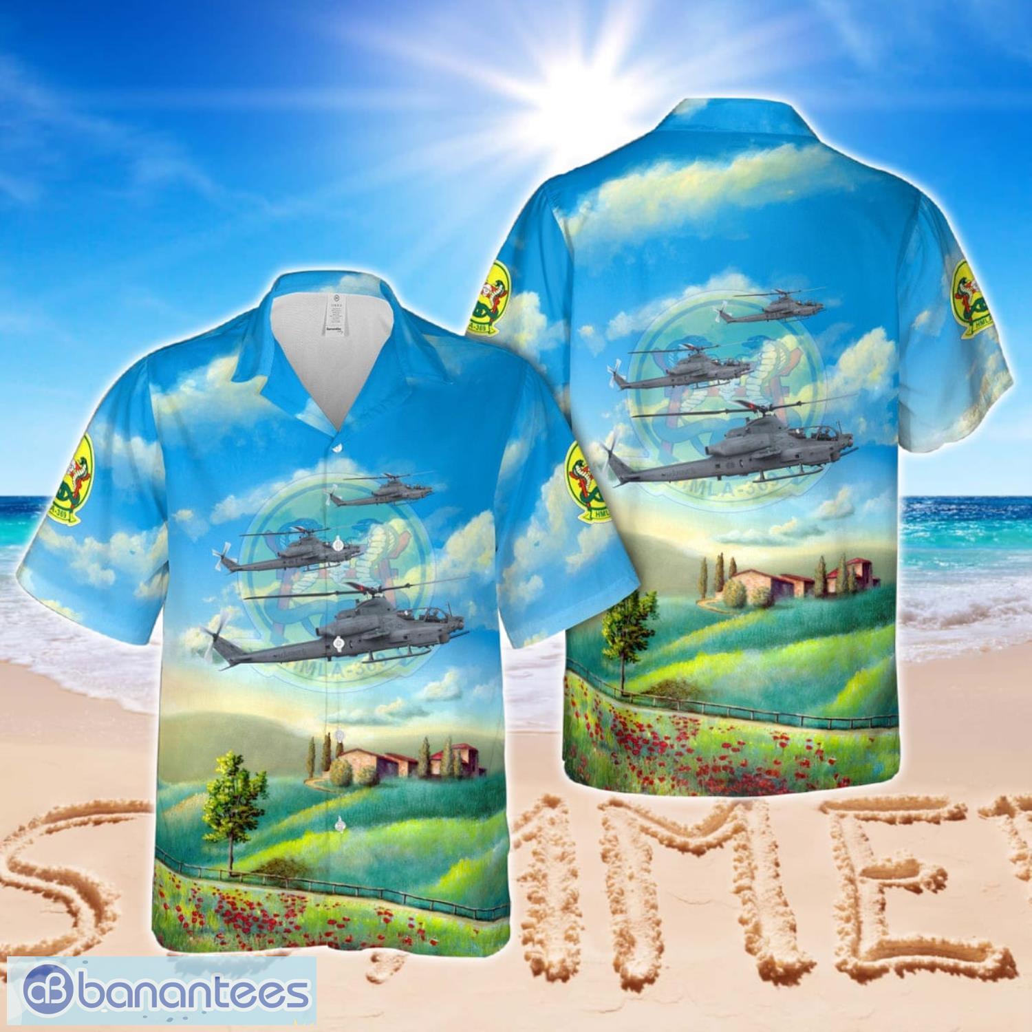 usmc hmla 369 gunfighters ah 1z viper hawaiian shirt image USMC HMLA 369 'Gunfighters' AH 1Z Viper Hawaiian Shirt Product Photo