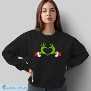 Grinch Heart Hands Shirt, Santa Grinch Tee, Grinch Christmas Shirt - Sweatshirt