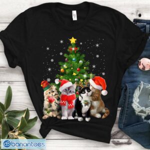 Cat Christmas T Shirt - Meowy Cat Christmas Tree Kitten T Shirt Product Photo 1