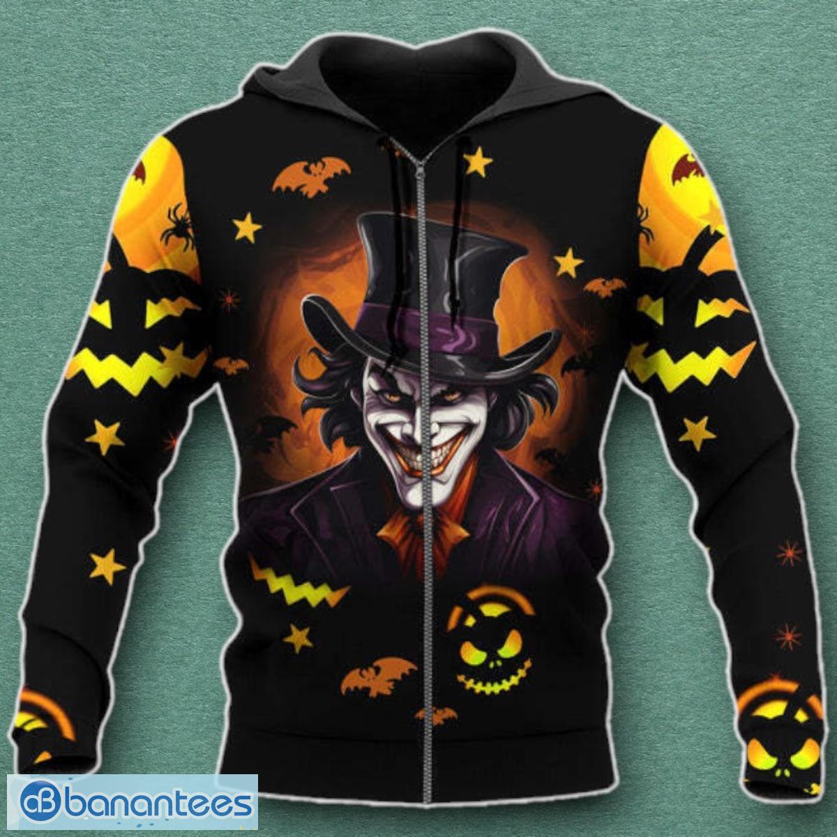 joker happy halloween pumpkin hoodie amp zip 3d hoodie impressive gift image Joker Happy Halloween Pumpkin Hoodie & Zip 3D Hoodie Impressive Gift Product Photo 1