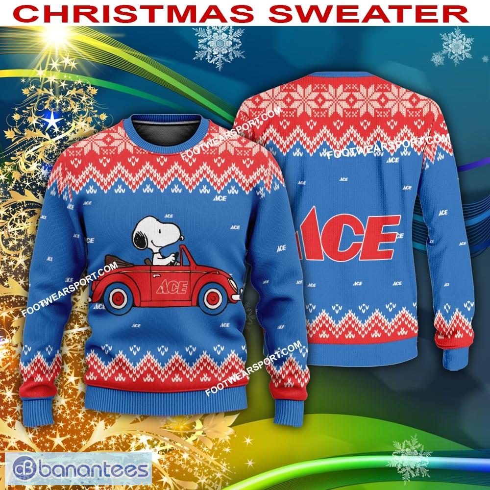 snoopy driving car ace hardware logo ugly xmas 3d sweater gift holidays image Snoopy Driving Car ACE HARDWARE Logo Ugly Xmas 3D Sweater Gift Holidays - Snoopy Driving Car ACE HARDWARE Logo Ugly Xmas 3D Sweater Gift Holidays
