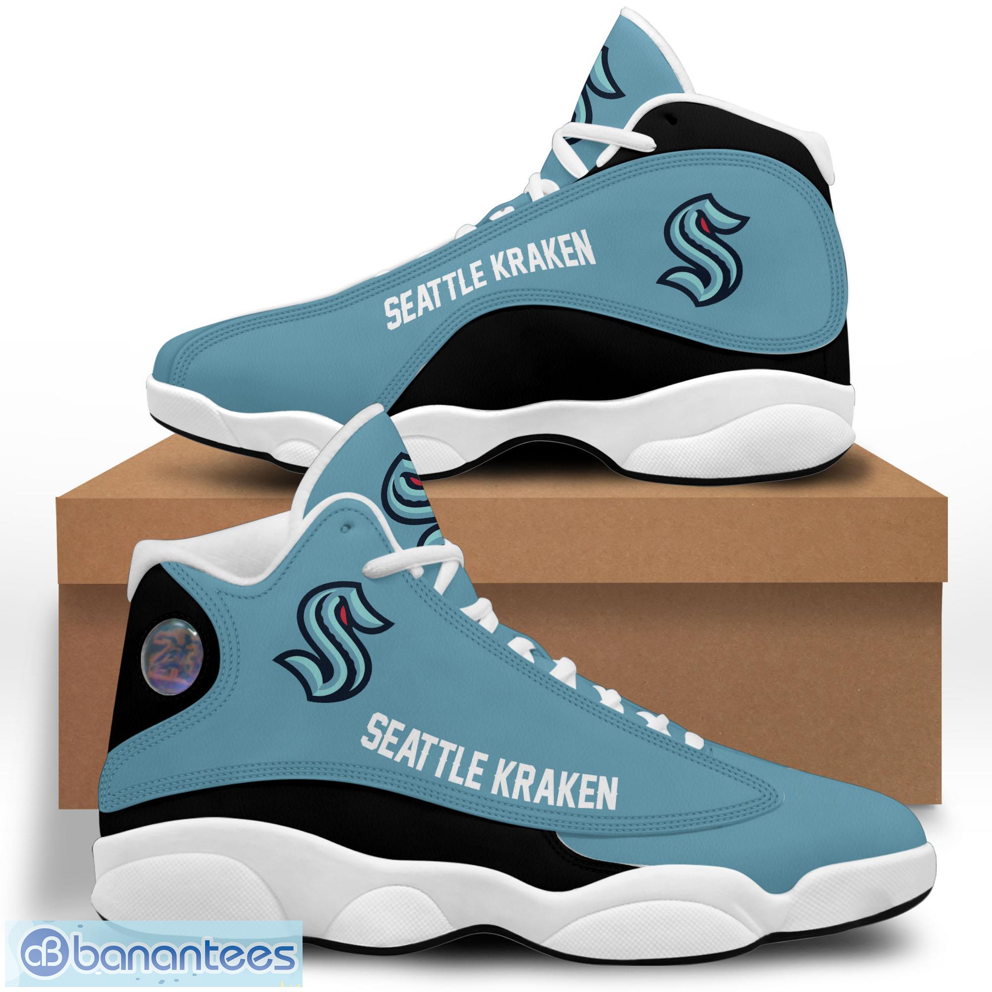 deep sea ice blue nhl seattle kraken custom name number air jordan 13 shoes 1 image Deep Sea Ice Blue NHL Seattle Kraken Custom Name Number Air Jordan 13 Shoes Product Photo 2