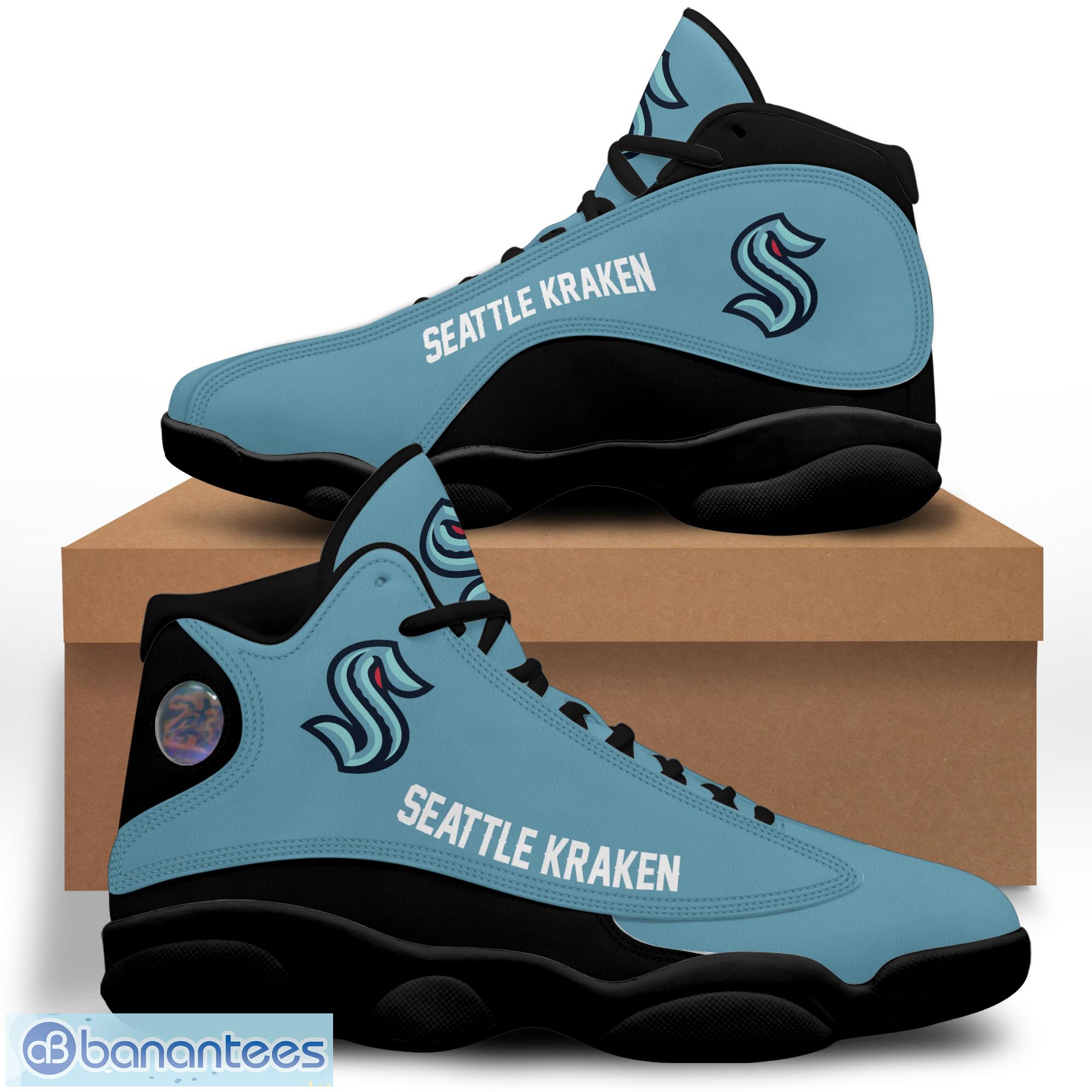 deep sea ice blue nhl seattle kraken custom name number air jordan 13 shoes image Deep Sea Ice Blue NHL Seattle Kraken Custom Name Number Air Jordan 13 Shoes Product Photo 1