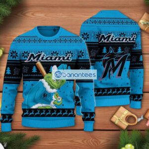 Miami Marlins Grinch Stolen Ugly Christmas Sweater MLB Fans Christmas Sweater Holiday Gift Product Photo 1